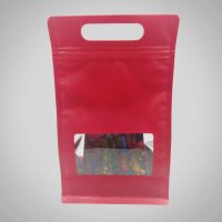 Red Zip Lock Gusseted (With Handle)