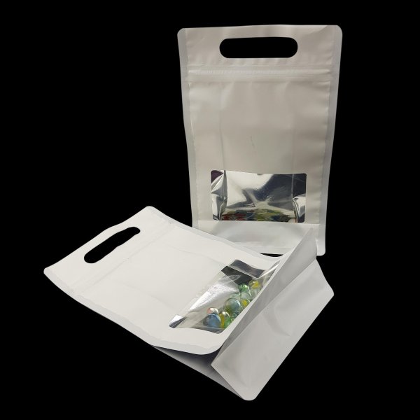 White Zip Lock Gusseted (With Handle)