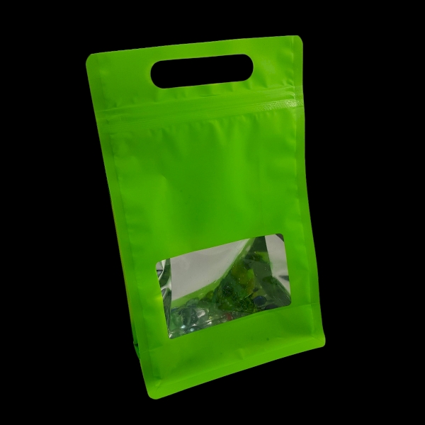 Green Zip Lock Gusseted (With Handle)
